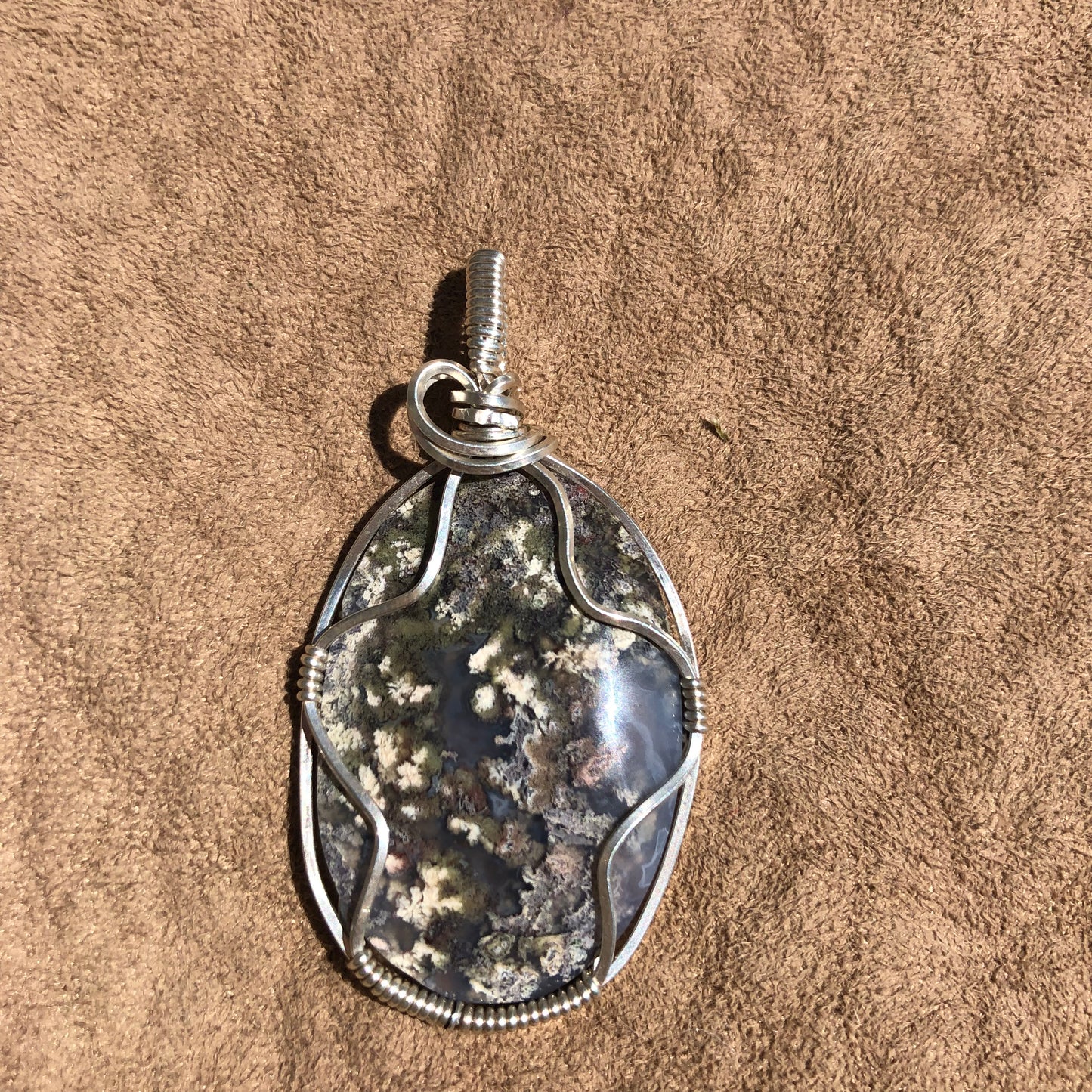 4th Chakra Wire Wrap Indonesian Moss Agate