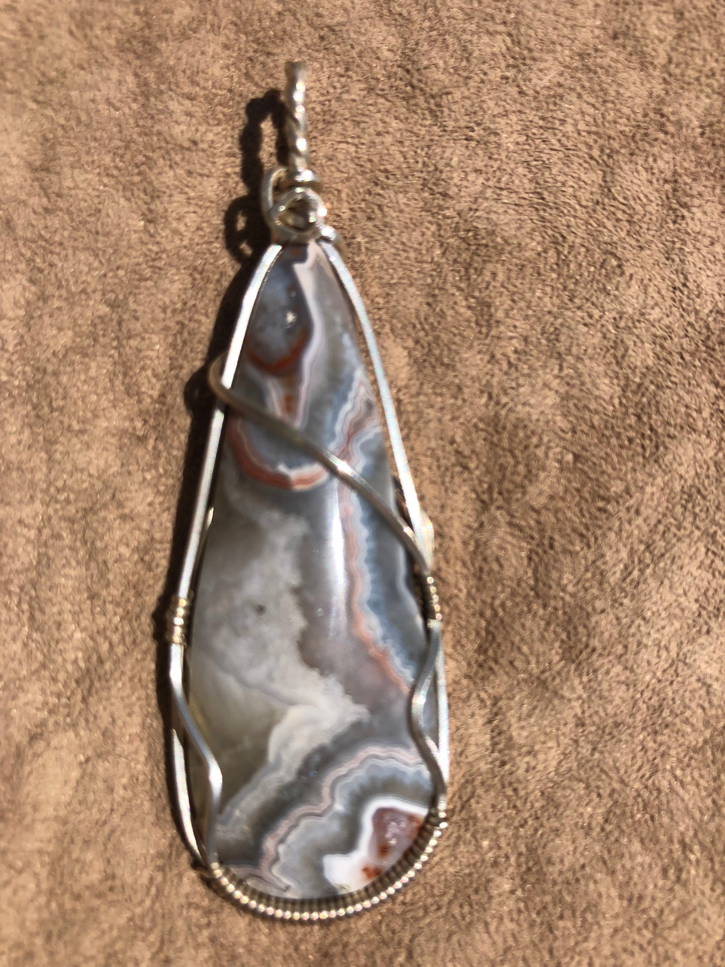 1rst Chakra Wire Wrap Laguana Lace Agate