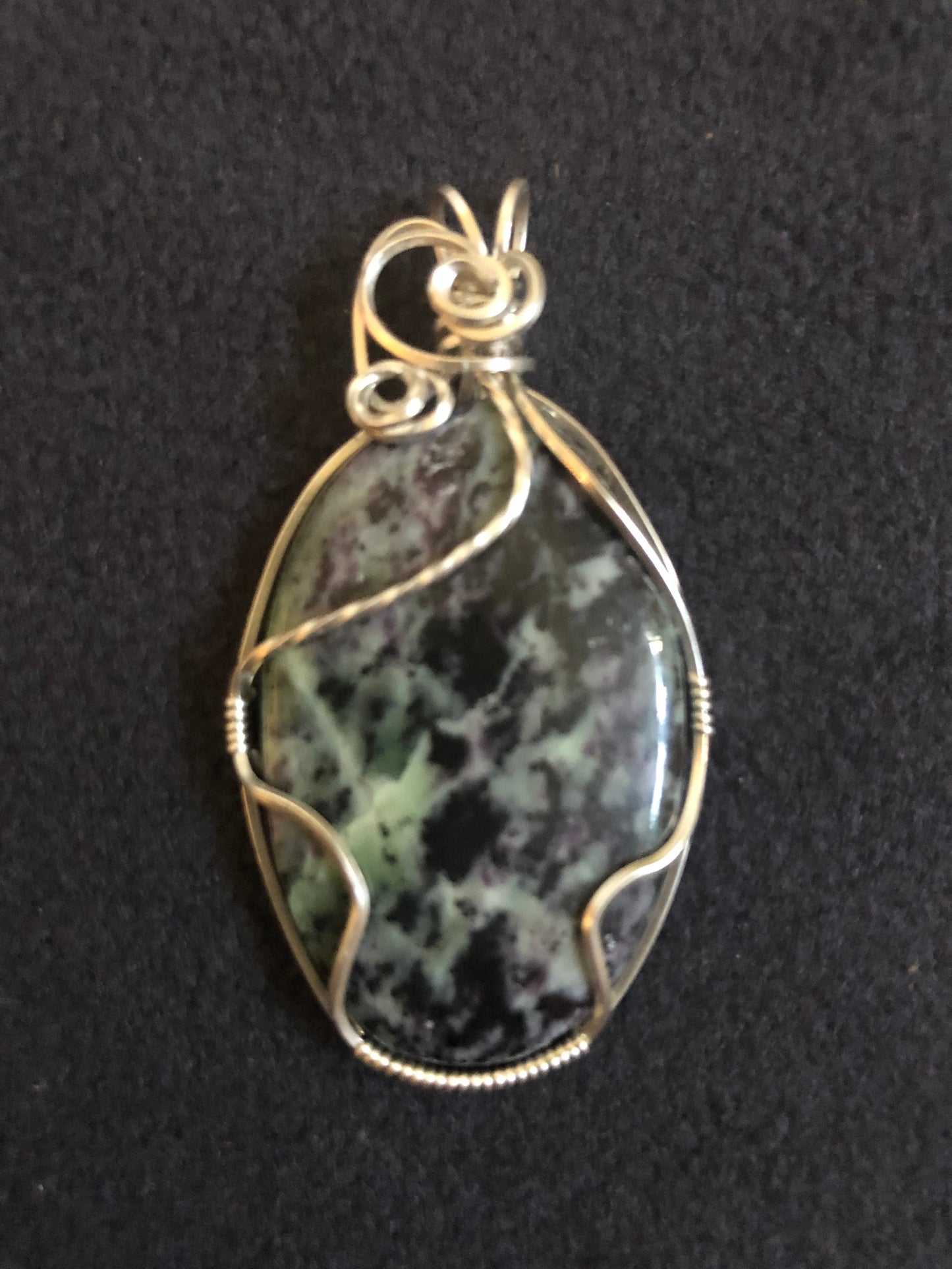 6th Chakra Wire Wrap Kammerite in Serpentine