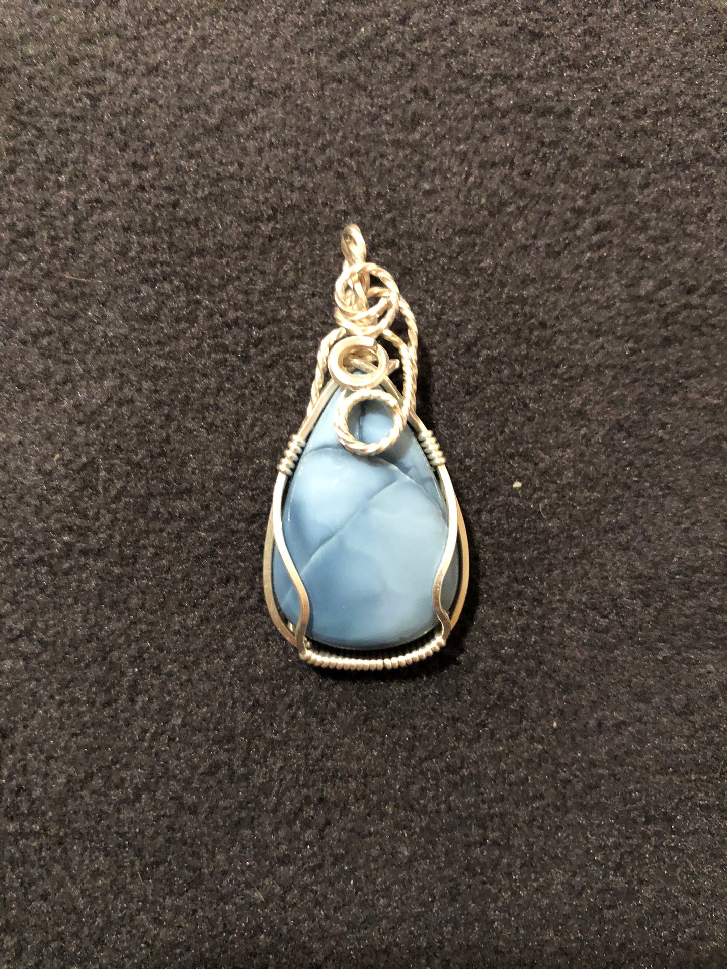 5th Chakra Wire Wrap Blue Owyhee Opal